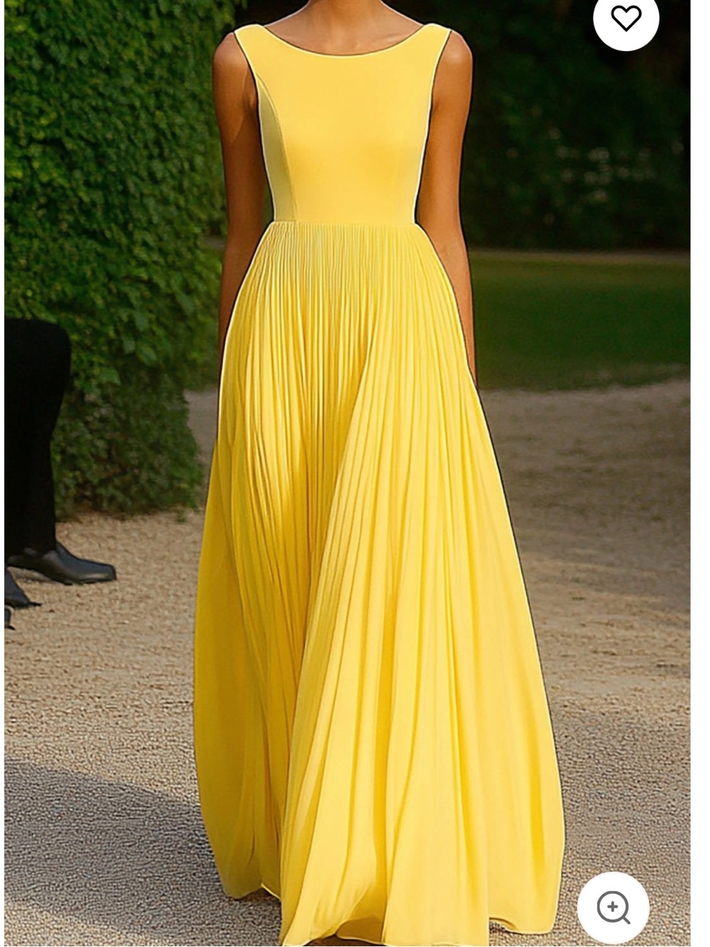 Pleated Yellow Round Neck Sleeveless Maxi Dress size 4
